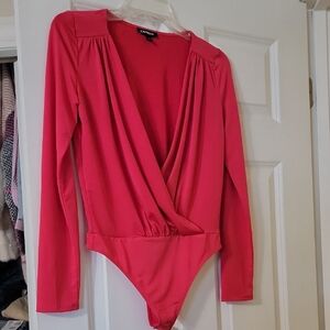 Express Fuchsia Long Sleeve Bodysuit